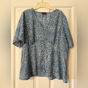 Vince Camuto Blue Patterned Blouse XL